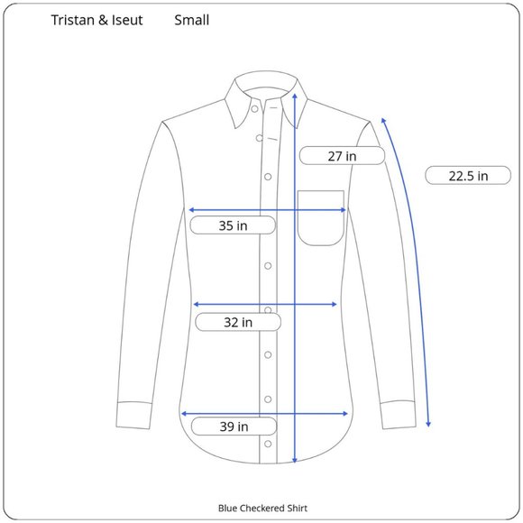 Tristan & Iseut Blue Checked Shirt in Size Small - Picture 5 of 5